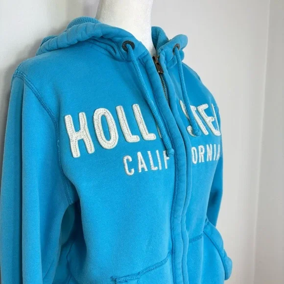 HOLLISTER California Y2K Zip Hoodie Jacket S Sky Blue - Picture 3 of 13